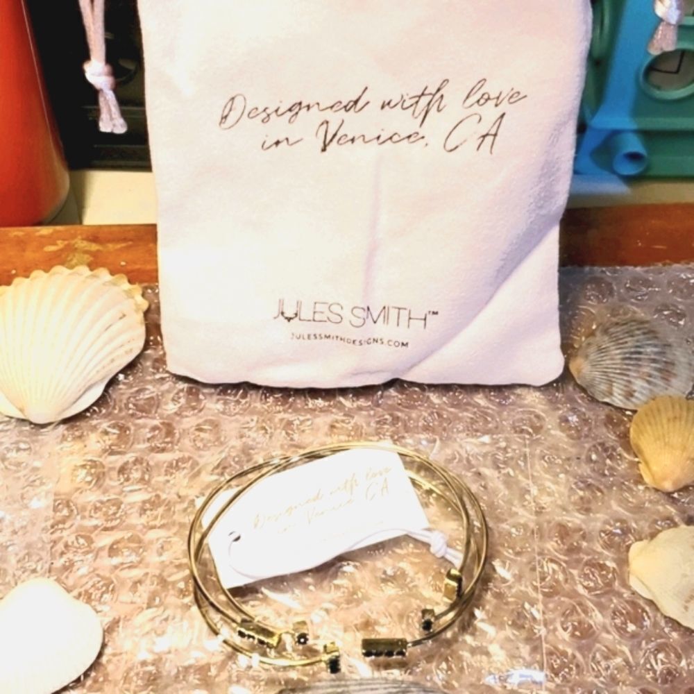 Pave Cuff bracelets 14K Gold & Black by Jules Smith Designs Venice Beach CA NEW - Picture 11 of 12